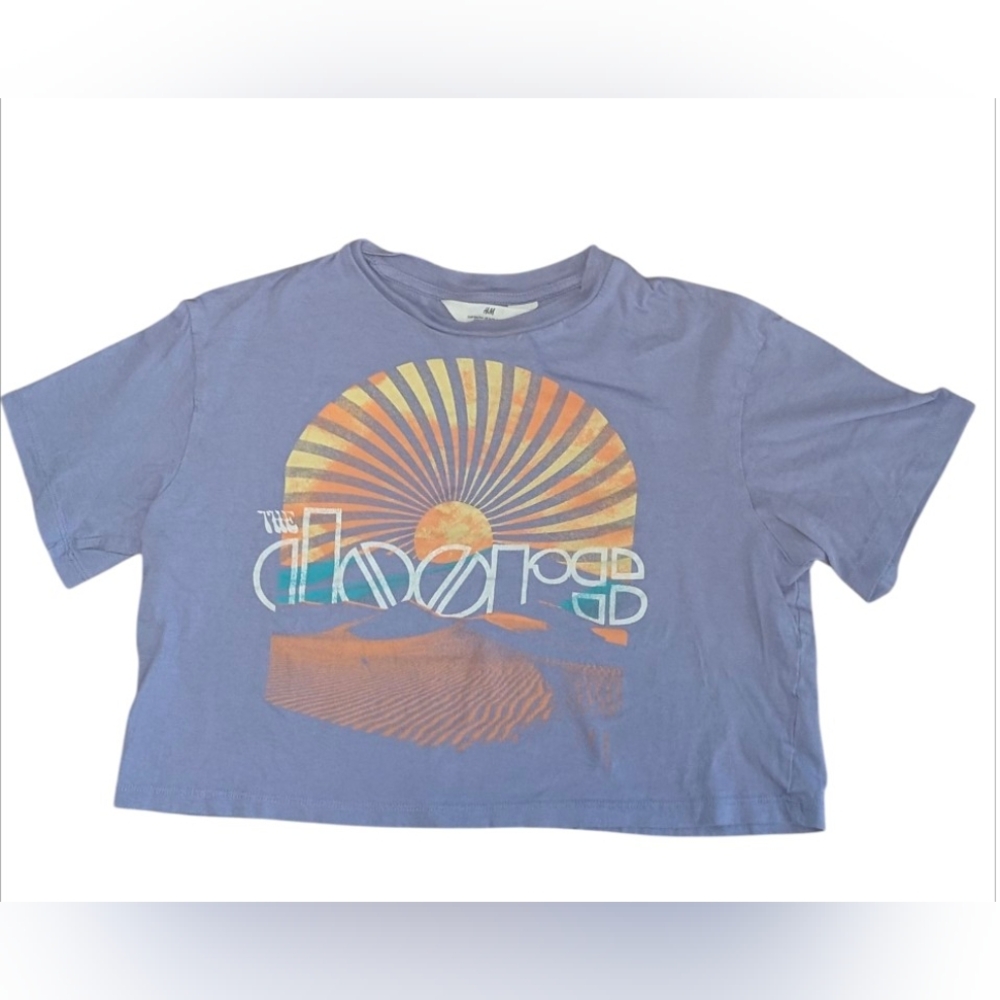 H&M DOORS Graphic Tee‎ 16/18- Lavender with Orange and White